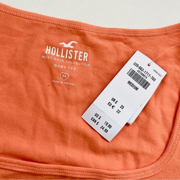 NWT Hollister Orange Seamed Curved-hem Tee - Picture 4 of 4
